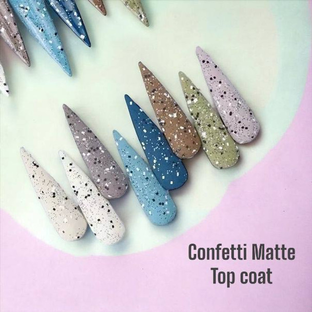 Confetti No Wipe Matte Top Coat Gel Nail Polish