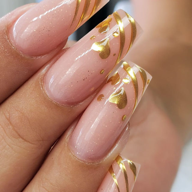 Chrome Nail Powder - Holographic Gold Nail Powder Mirror and Bubble Effect Nail Art Manicure Pigment