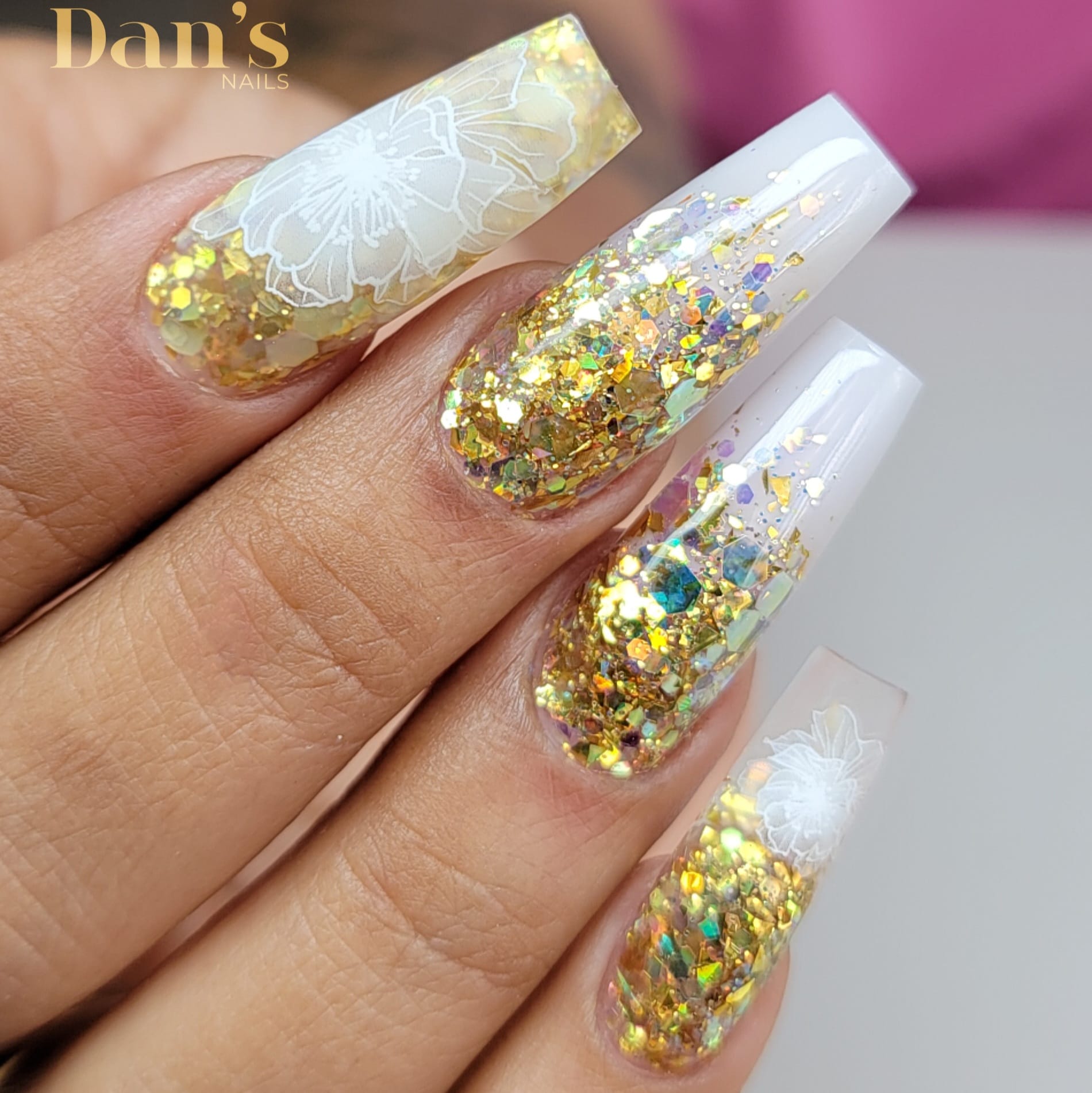 white transparent rose nail sticker