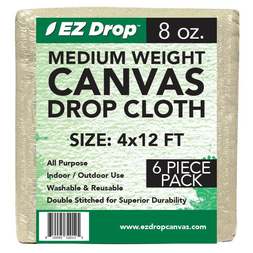 4 ft. x 12 ft. Canvas Dropcloth - 8 oz. – 6 pack