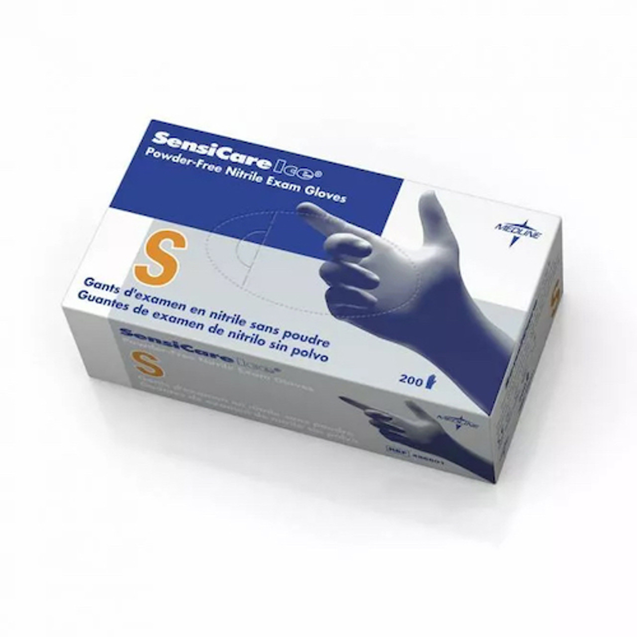 Medline SensiCare Ice Nitrile Exam Gloves 200 Gloves Small (486801) 