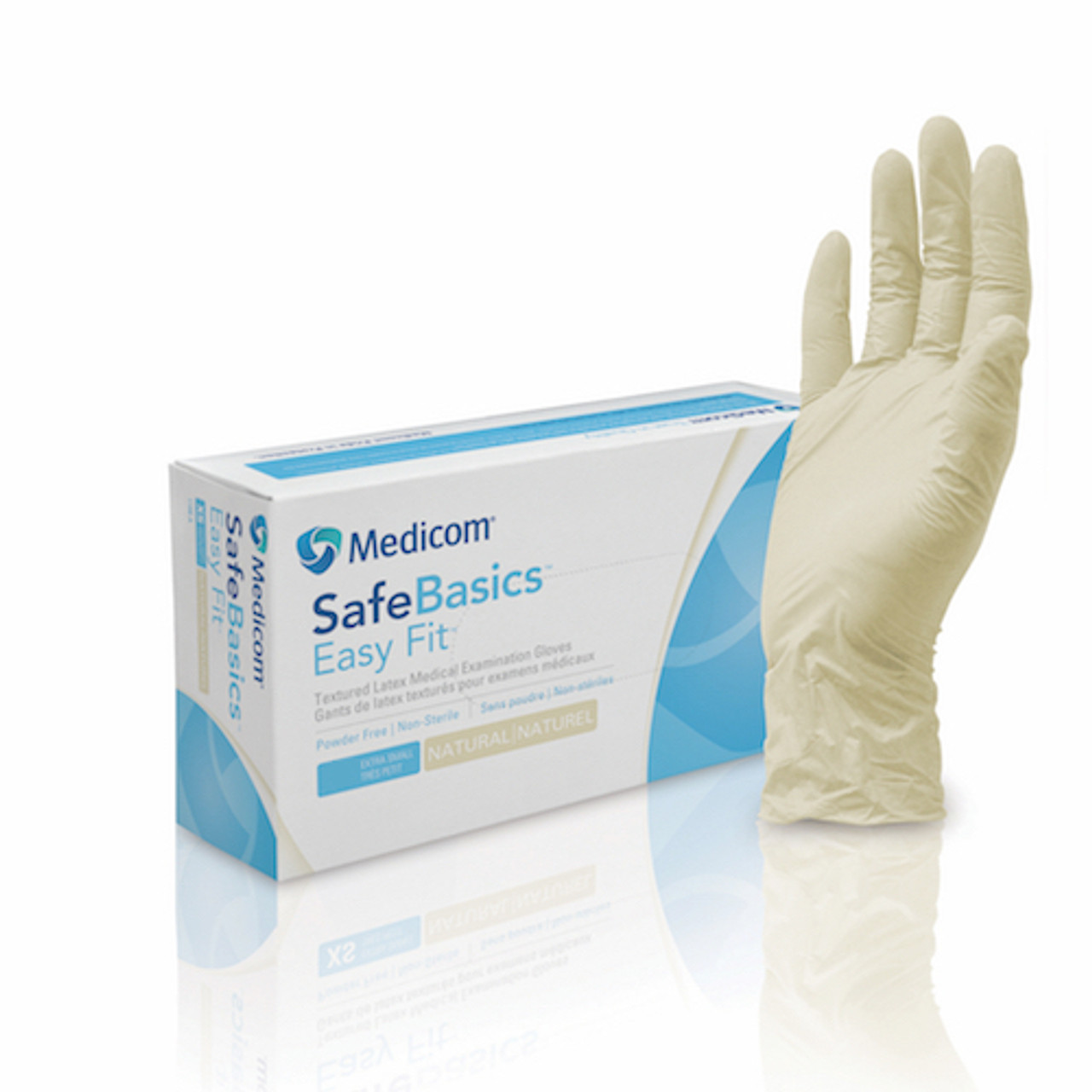 Medicom SafeBasics Easy Fit Latex Textured Exam Gloves Small (1188B)