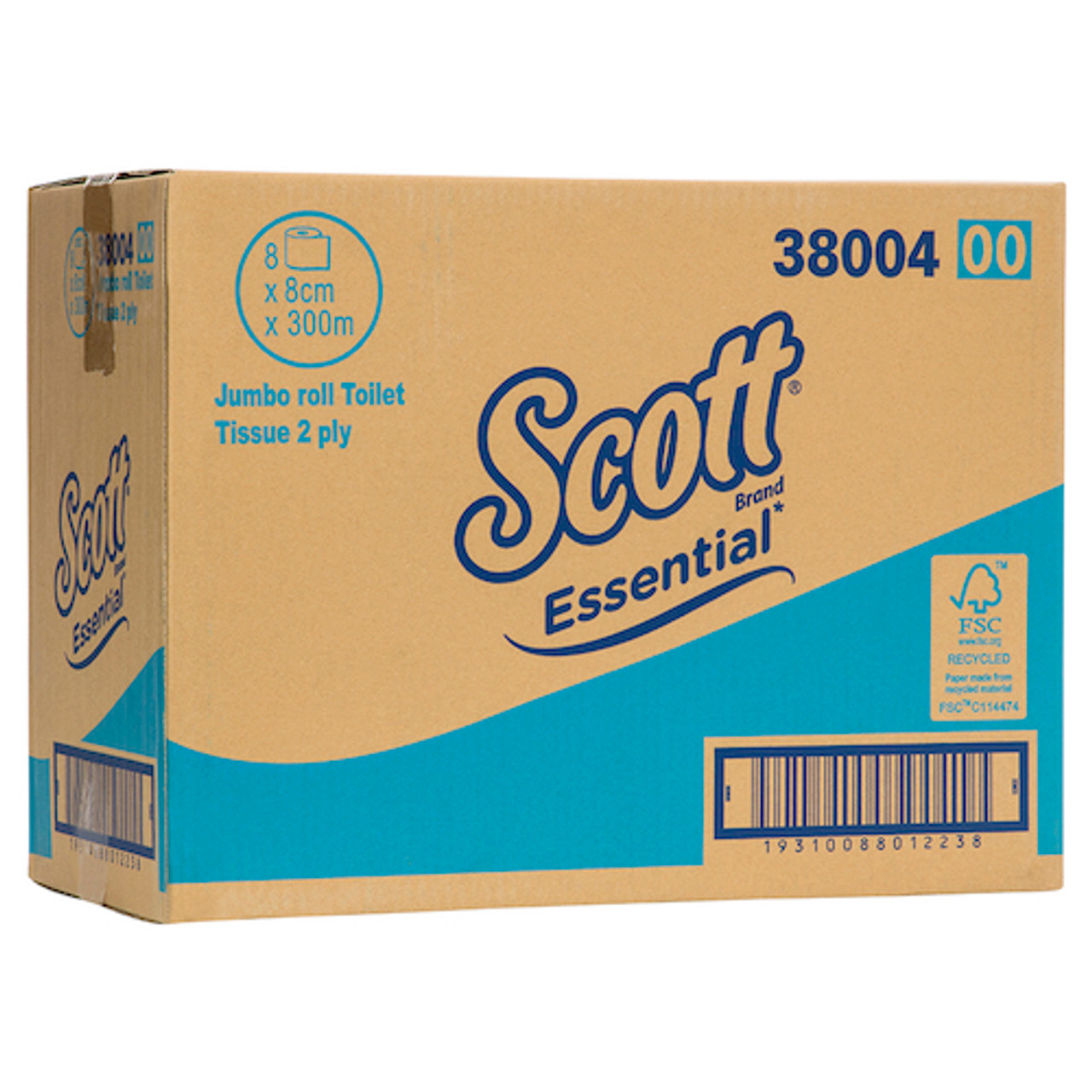 Scott Essential Jumbo Roll Toilet Tissue 2 Ply 300M x 8 Rolls (38004)