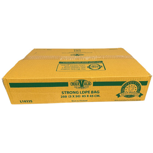 MaxValu Super Strength LDPE 85cm x 45cm 250/bags (L1833S) MaxValu Super Strength LDPE 85cm x 45cm 250/bags (L1833S)