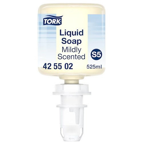 Tork S5 Mildly Scented Hand Washing Mini Liquid Soap 425502 light yellow liquid soap.