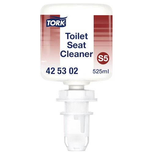 Tork S5 Mini Toilet Seat Cleaner, clear sanitiser dispenser, 525ml, toilet seat sanitiser.