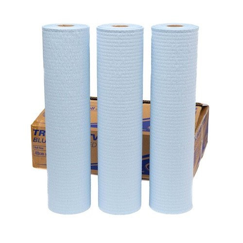 Truroar Scrim Reinforced Large Roll Wipes, blue, 3 rolls, 49cm x 70m, Scrim Reinforced Wipers.