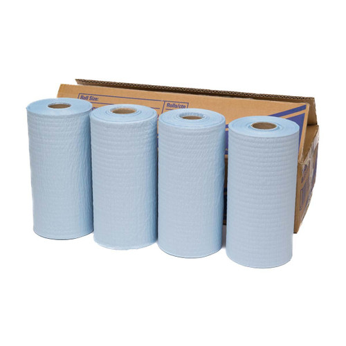 Truroar Blue Scrim Reinforced Roll Wipes, 4 Rolls, 24.5cm x 70m, Industrial Wipers, Blue Color.