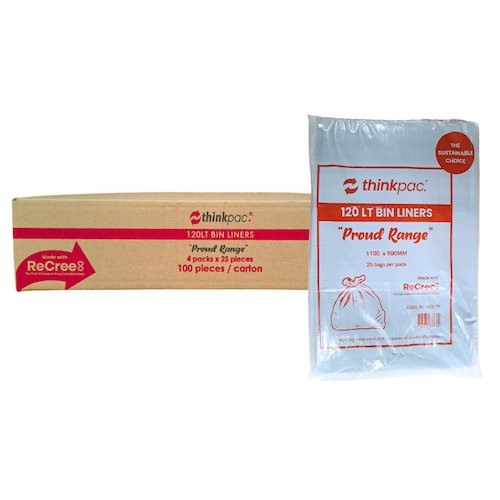 Thinkpac 120 Litres Heavy Duty Bin Liners Black 100 Bags (BL120LPR)