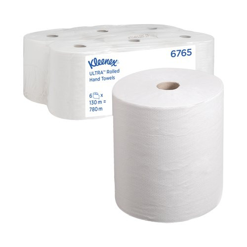 Kleenex Ultra Hand Towel Roll White 2Ply 6 Rolls x 130m Scott 6 Rolls x 305m.
