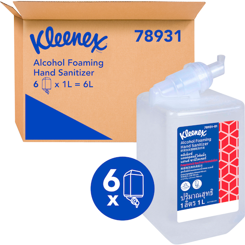Kleenex Alcohol Foaming Hand Sanitiser 6 x 1 Litre (78931) Kleenex Alcohol Foaming Hand Sanitiser 6 x 1 Litre (78931)