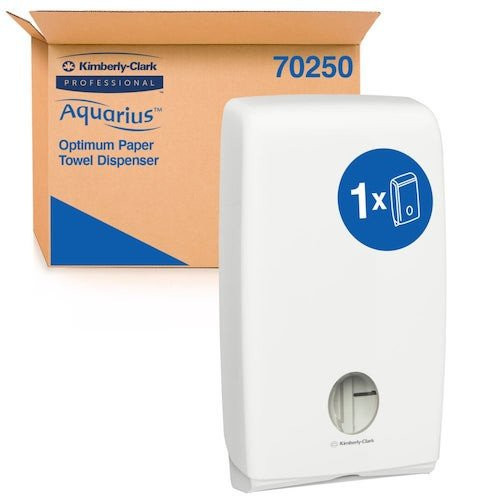 Kimberly Clark Aquarius Optimum Hand Towel Dispenser 70250, white, hygienic washroom solutions.