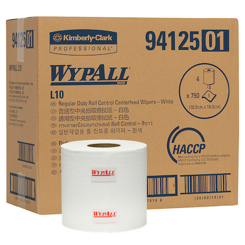 WypAll L10 Centrefeed Wiper White Single Use 4 Rolls x 300M (94125) WypAll L10 Centrefeed Wiper White Single Use 4 Rolls x 300M (94125)