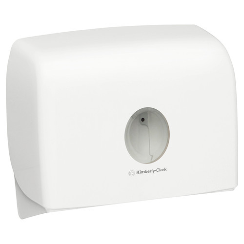 Kimberly Clark Aquarius Multifold Hand Towel Dispenser in White ABS plastic, small size, lockable design.