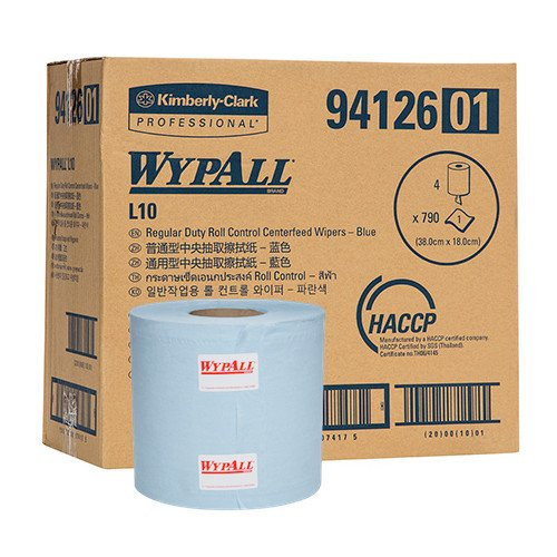 WypAll L10 Centrefeed Wiper Blue Single Use 4 Rolls x 300M (94126)