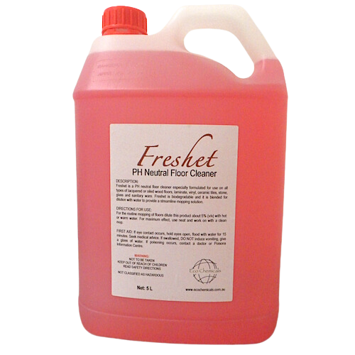 Freskel Floor Cleaner PH Neutral Degreaser 5L for Commercial Floor Cleaning Solutions, pink liquid.
