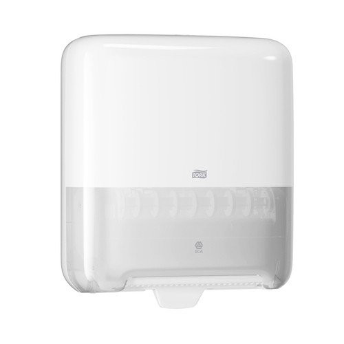 Tork Matic Hand Towel Roll Dispenser H1 System (551000), white, plastic, wall-mounted hand towel dispenser.