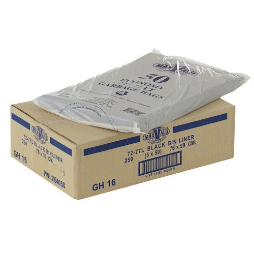 MaxValu Economy Black 72-77L Garbage Bags 250/ctn (GH16)