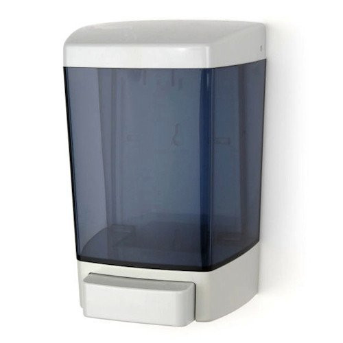 Wall Mount Bulk Liquid Soap Dispenser in white, made of high-impact plastic, 1000ml capacity.