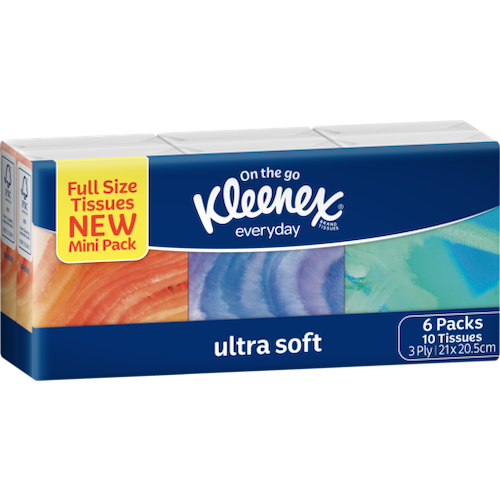 Kleenex Pocket Pack Facial Tissue 3 Ply 144 Packs x 10 Tissues (0202)