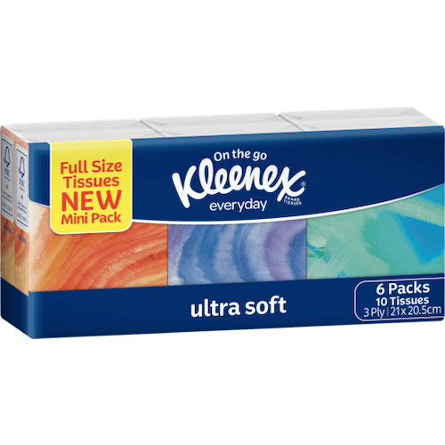 Kleenex Pocket Pack Facial Tissue 3 Ply 144 Packs x 10 Tissues (0202)