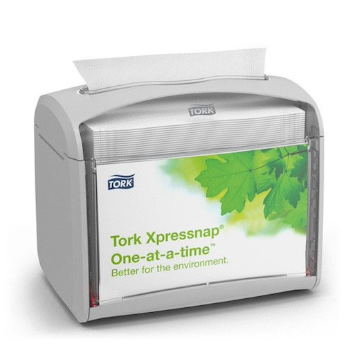 Tork Xpressnap Commercial Napkin Dispenser Grey N4 System tabletop napkin dispenser.