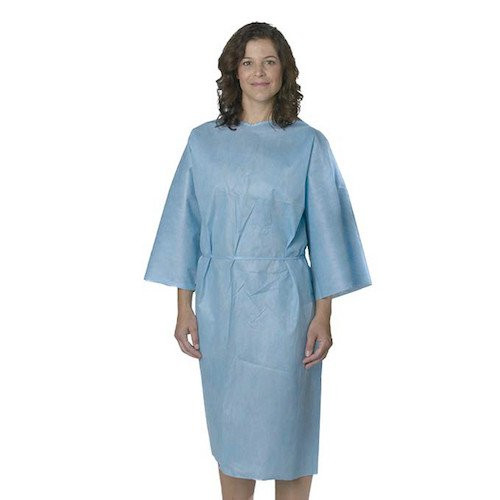 Medline Patient Gown Short Sleeve Blue Regular 10/pack