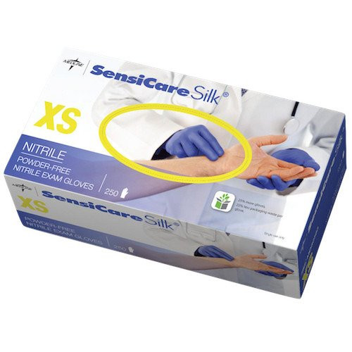Medline SensiCare Silk Nitrile Exam Gloves 250 Gloves XS (SLK250XS)