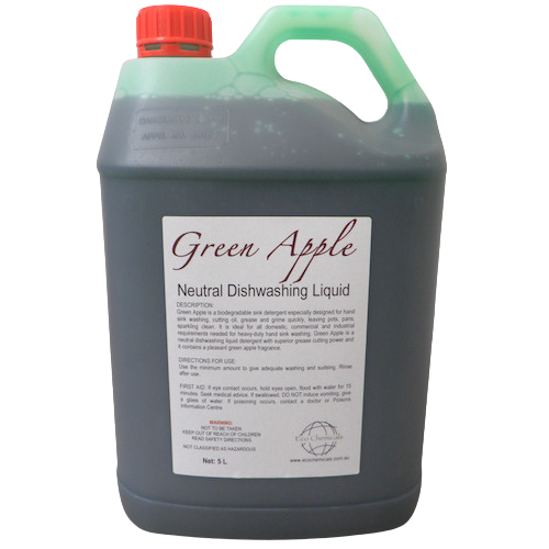 Apple Dishwashing Neutral Liquid Detergent 5L Biodegradable Neutral Sink Detergent in green apple fragrance.