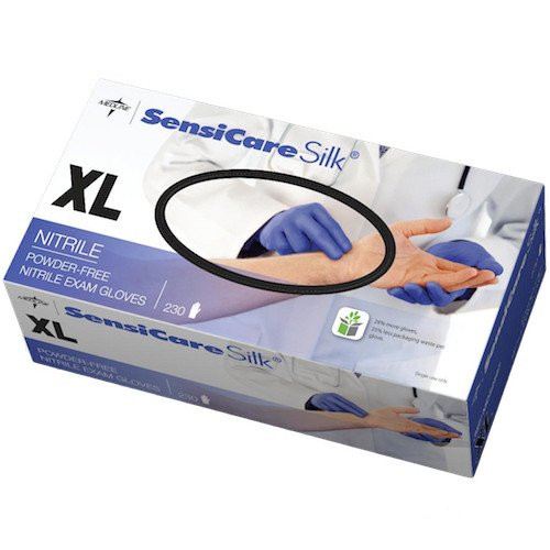 Medline SensiCare Silk Nitrile Exam Gloves 230 Gloves XL, dark blue, nitrile, non-sterile, large gloves.