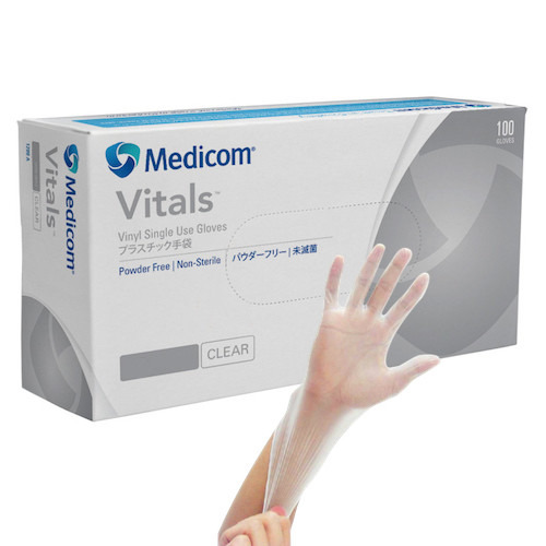 Medicom Vitals Vinyl Gloves Powder-Free Medium 100/box (VIT1209C)
 Medicom Vitals Vinyl Gloves Powder-Free Medium 100/box (VIT1209C)