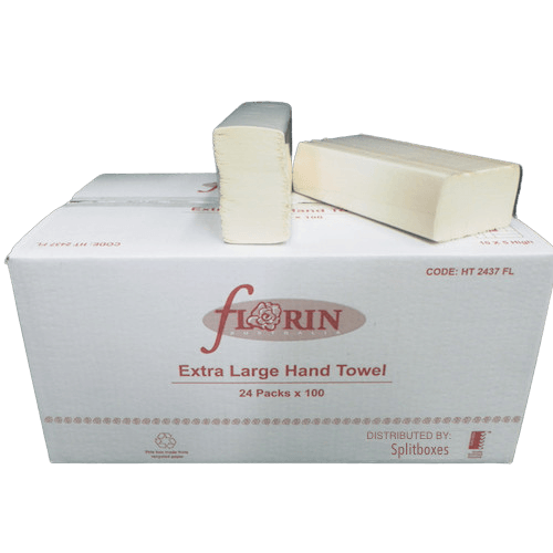 Florin Ultraslim Multifold Extra Large Hand Towel, cream-colored, 24x36.5cm, in a box of 24 packs.