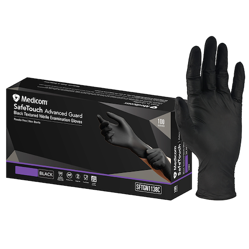 Medicom SafeTouch Advanced Guard Black Nitrile Gloves Small (1138B)
