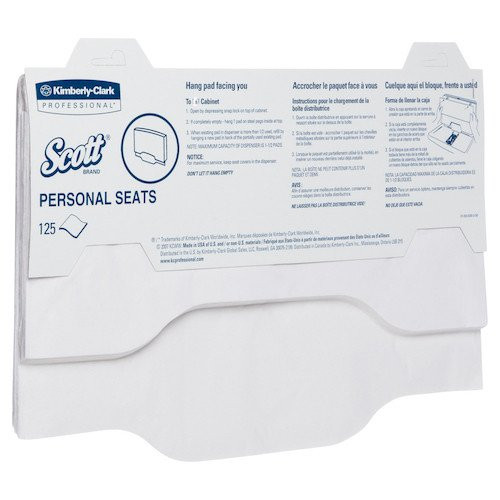 Scott Toilet Personal Seat Covers, 24 packs x 125 sheets, white, for workplace washrooms hygiene.