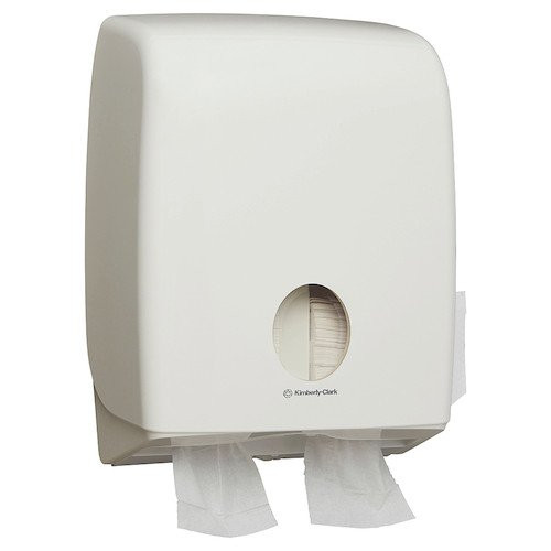 Kimberly Clark White Lockable Toilet Tissue Dispenser, Double, Plastic, 40.7cm H x 31.7cm W.
