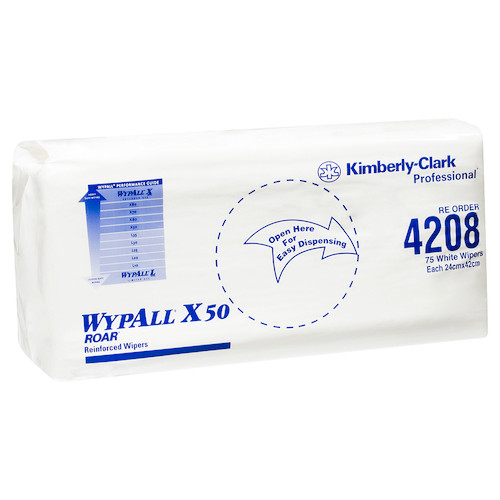 WypAll X50 Reinforced Single Sheet Wipers 75 Wipers (4208)
 WypAll X50 Reinforced Single Sheet Wipers 75 Wipers (4208)