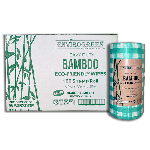 Envirogreen Heavy Duty Bamboo Wipes Green 100 Sheets x 6 Rolls (WP4530GE)