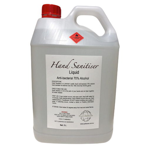Hand Sanitiser Liquid Antibacterial 70% Alcohol 5L Pump