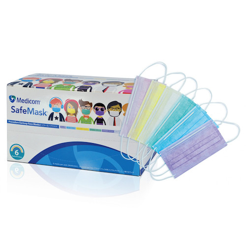 Medicom SafeMask Procedure 3Ply Earloop Multicolour 60/box