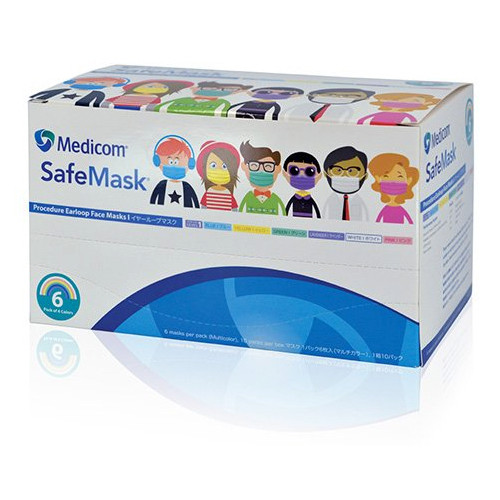 Medicom SafeMask Procedure 3Ply Earloop Multicolour 60/box