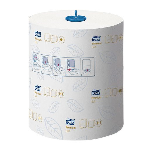 Tork Matic Extra Soft Hand Towel Roll H1 System 6 Rolls white 2 ply tissue.