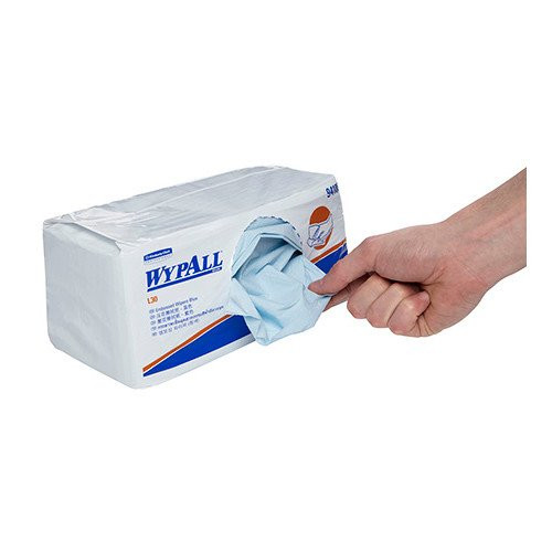 WypAll L30 Blue Single Sheet Industrial wipers, 3Ply, 75 wipers per pack, 10 packs.