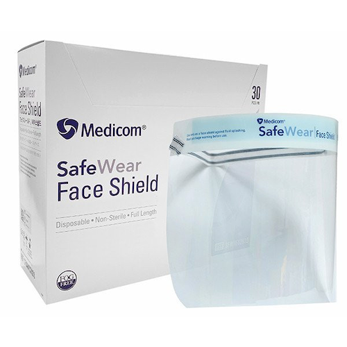 Medicom SafeWear Full Face Shield Fog Free 30/box