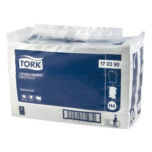 Tork H4 Advanced Ultraslim Multifold Hand Towel, 20 packs, white, in packaging.