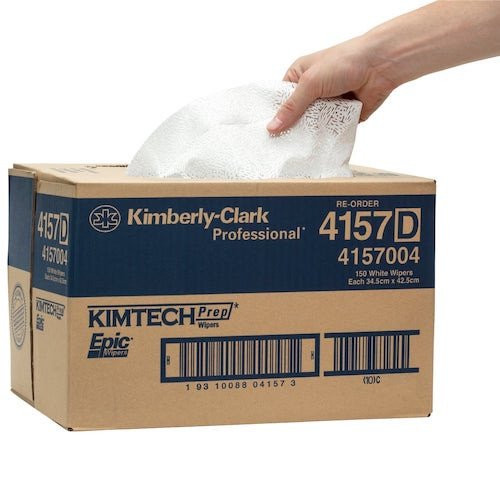 Kimtech PREP EPIC Brag Box Wipers White 150 Wipers, Kimberly-Clark Professional Compatible Wipers, 42cm x 34.5cm.