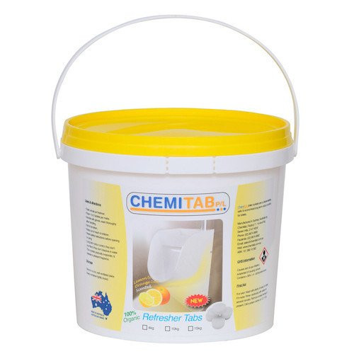 ChemiTab Lemon Urinal Toilet Blocks 4kg (UB004LM) bucket for long-lasting urinal and toilet odour control with a fresh lemon fragrance