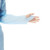 Medline Thumbs Up Polyethylene Gowns Regular/Large Blue with thumb loop and sleeve.