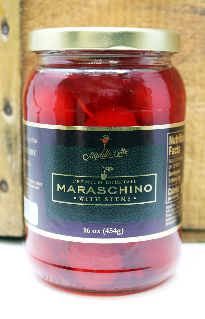 Muddle Me 16oz Premium Cocktail Maraschino Cherries with Stems