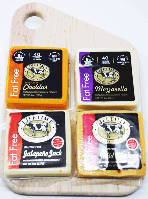 Gift 223 Lifetime Slant Board Fat Free Gift Maple, contains 8oz of Lifetime Fat Free Sharp Cheddar Cheese, 8oz of Lifetime Fat Free Mozzarella Cheese, 8oz of Lifetime Fat Free Jalapeno Cheese, 8oz of Lifetime Fat Free Mild Mexican Cheese, Made in Wisconsin . Packaged with a Maple hardwood slant cutting board that is Made in Wisconsin, with American Maple wood and made by persons with disabilities. Gluten Free, Cheese is made with milk not treated with rBST
Gift 223 Lifetime Slant Board Fat Free Gift Maple, contains 8oz of Lifetime Fat Free Sharp Cheddar Cheese, 8oz of Lifetime Fat Free Mozzarella Cheese, 8oz of Lifetime Fat Free Jalapeno Cheese, 8oz of Lifetime Fat Free Mild Mexican Cheese, Made in Wisconsin . Packaged with a Maple hardwood slant cutting board that is Made in Wisconsin, with American Maple wood and made by persons with disabilities. Gluten Free, Cheese is made with milk not treated with rBST