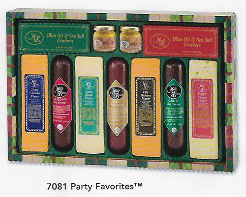 ML7081 Mille Lacs Party Favorites Gift  $38.00

Gift Includes:

* Mille Lacs Zesty Cheddar Cheese Bar  |  4.0oz

* Mille Lacs Swiss Blend Cheese bar  |  4.0oz

* Mille Lacs Old Hickory Cheese bar  |  4.0oz

* Mille Lacs Pepper Cheese Bar  |  4.0oz 

* Mille Lacs Sweet N" Hot Mustard  |  1.4oz

*Mille Lacs Savory Dill Mustard  |  1.4oz

*Mille Lacs Olive Oil & Sea salt Crackers  |  2/.55oz

*Mille Lacs Original Beef Summer Sausage  |5.0oz 

*Mille Lacs Garlic Beef Summer Sausage  | 5.0oz 

*Mille Lacs Garlic Beef Summer Sausage  |  5.0oz

 